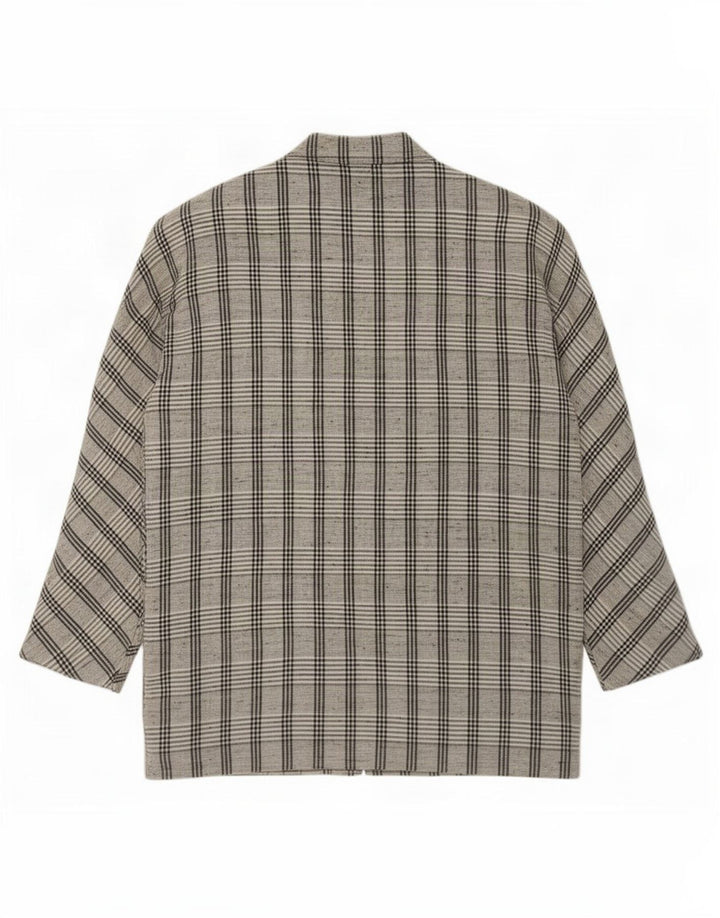 Vintage dame 1 knap oversize blazerjakke UK 14 mellemgrå ternet