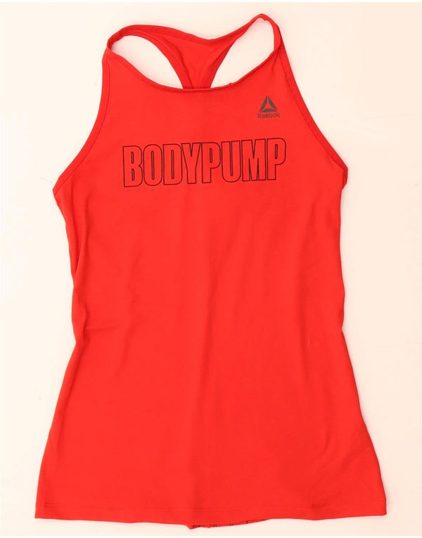 REEBOK Womens Bodypump Grafisk Vest Top UK 4/6 XS Rød