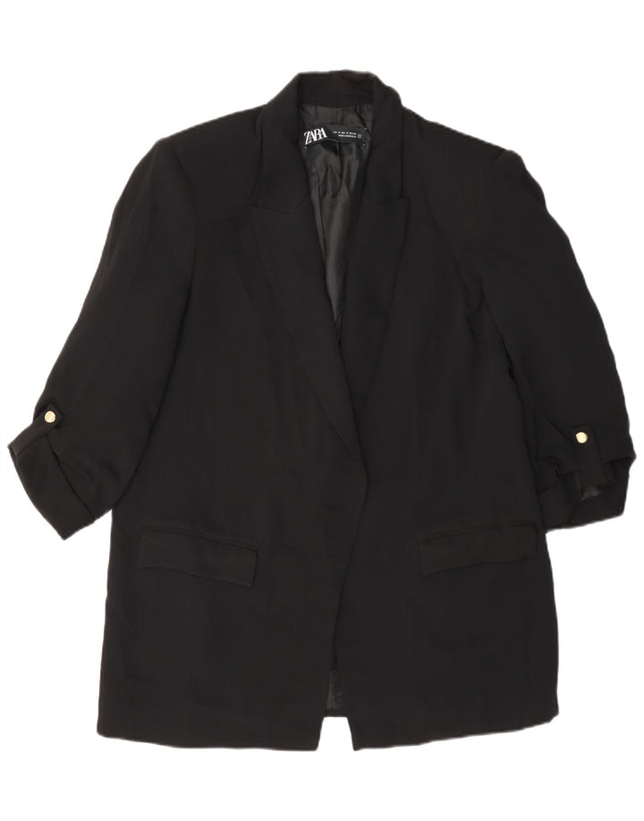 Zara Dame 3/4 ærmet blazerjakke UK 14 Medium Sort