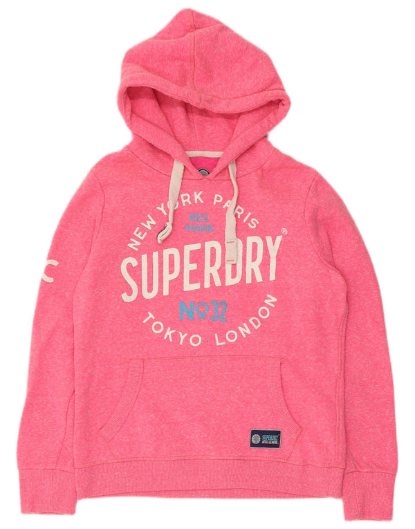 Superdry grafisk hættetrøje til kvinder UK 14 Medium Pink Polyester