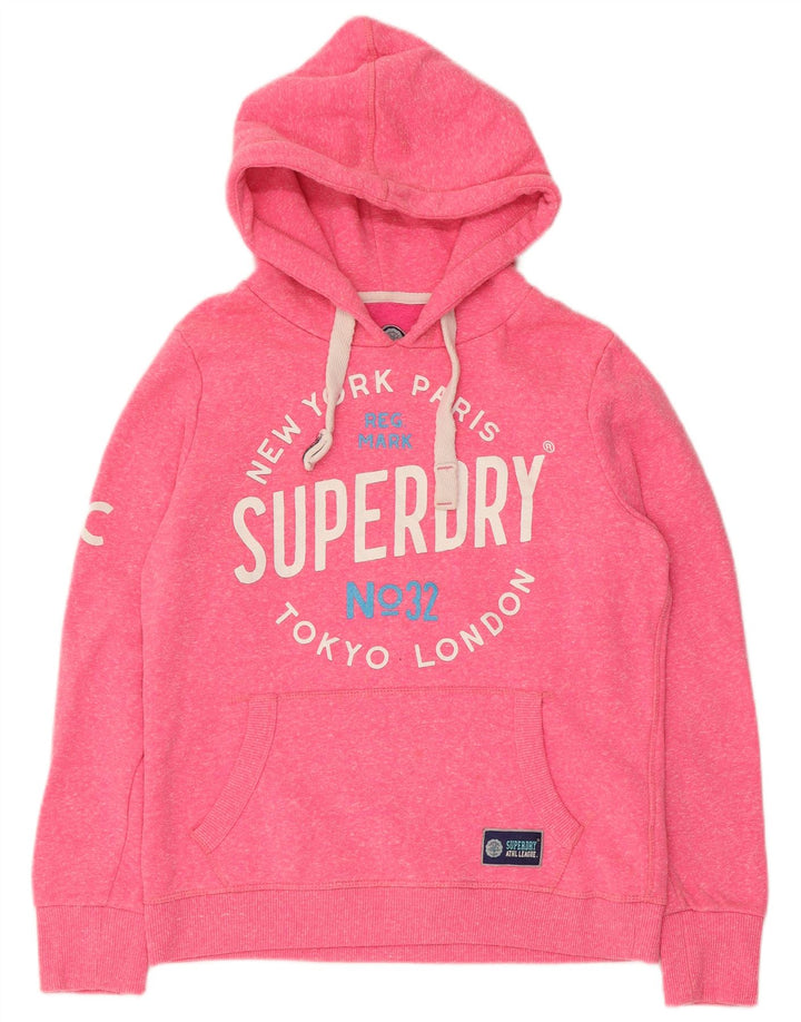 Superdry grafisk hættetrøje til kvinder UK 14 Medium Pink Polyester