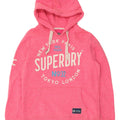 Superdry grafisk hættetrøje til kvinder UK 14 Medium Pink Polyester