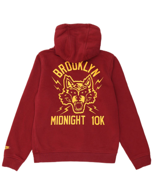 Nike Mens Brooklyn Midnight 10K Graphic Hoodie Jumper Small Burgundy Cotton