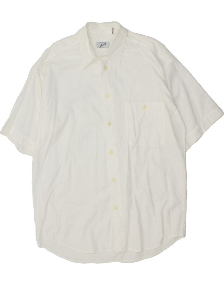 INCOGNITO Mens Short Sleeve Shirt Size 39/40 Medium White Cotton Vintage Incognito and Second-Hand Incognito from Messina Hembry 