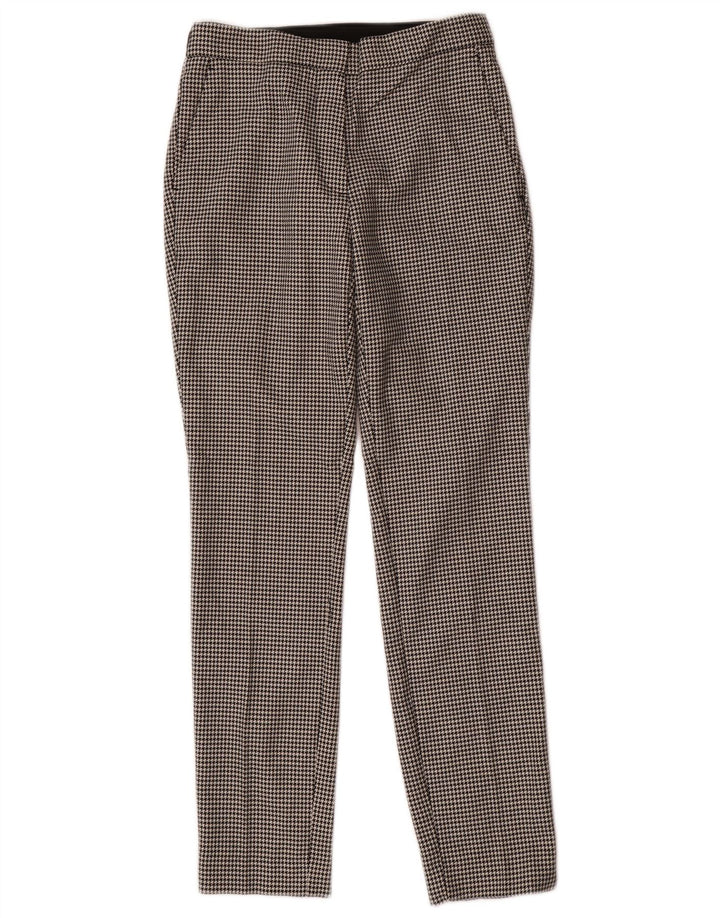 Zara Slim Suit Bukser til kvinder XS W24 L27 Sort Houndstooth Polyester