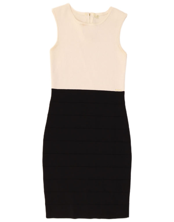 Guess Womens Sleeveless Bodycon Dress UK 4 XS Black Colourblock