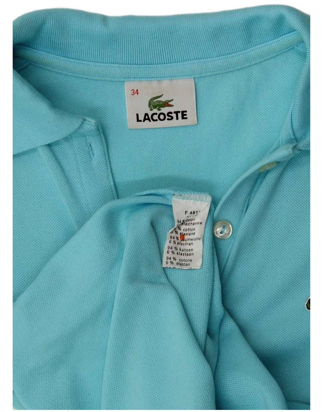 Lacoste Dame Polo Shirt Størrelse 34 Lille Blå Bomuld