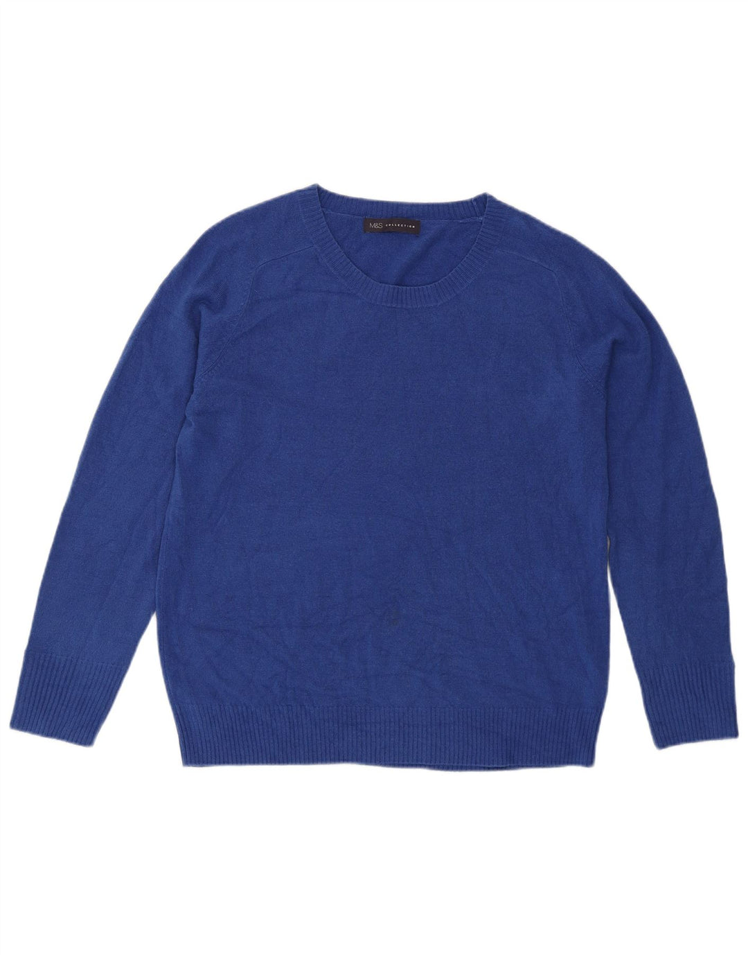 Marks & Spencer Dame sweater med rund hals DK 16 Stor blå akryl