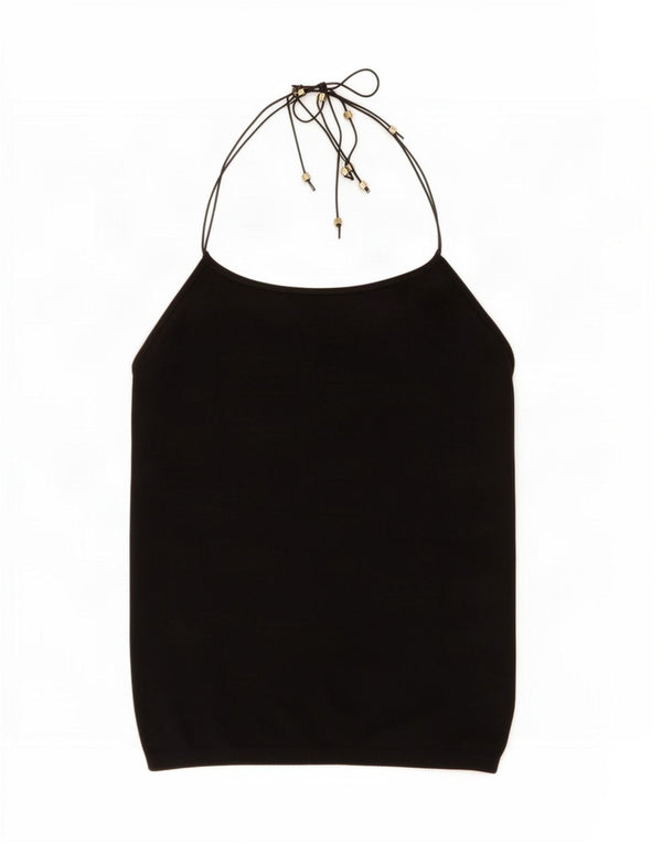 Massimo Dutti Damestrik Halter Top UK 12 Medium Sort