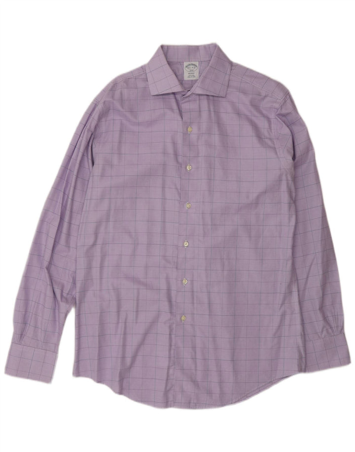 Brooks Brothers herreskjorte str. 15 1/2 medium lilla ternet bomuld