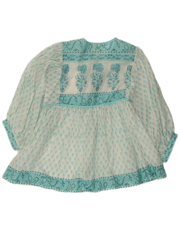Dilli Grey Womens Front Tie Tunika Top UK 12 Medium Turkis Floral Bomuld
