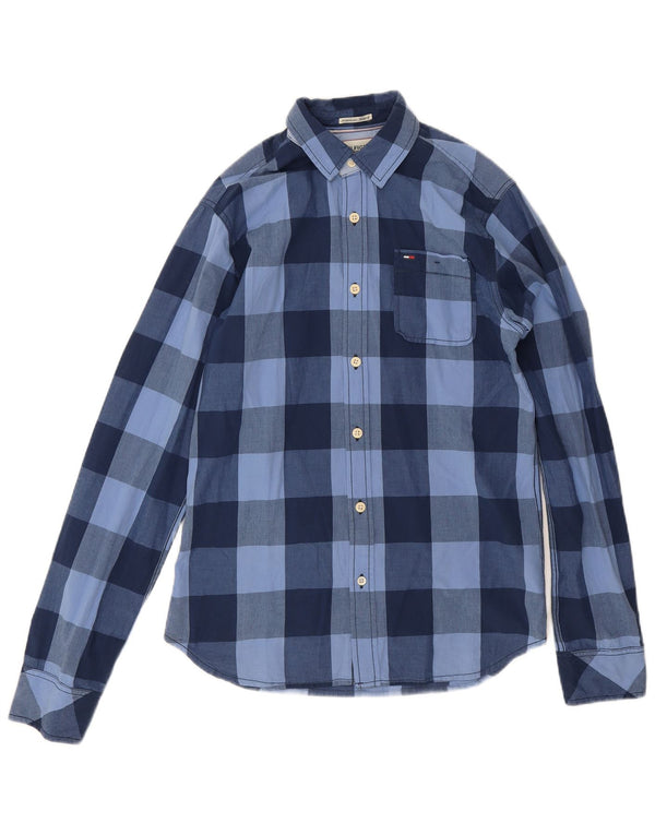 Tommy Hilfiger Mens Shirt Small Navy Blue Check Cotton