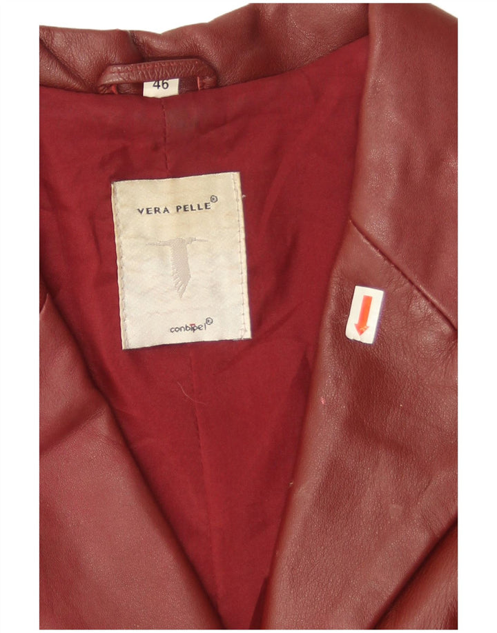 Conbipel Dame 3-knaps læder blazerjakke IT 46 Large Burgundy Læder