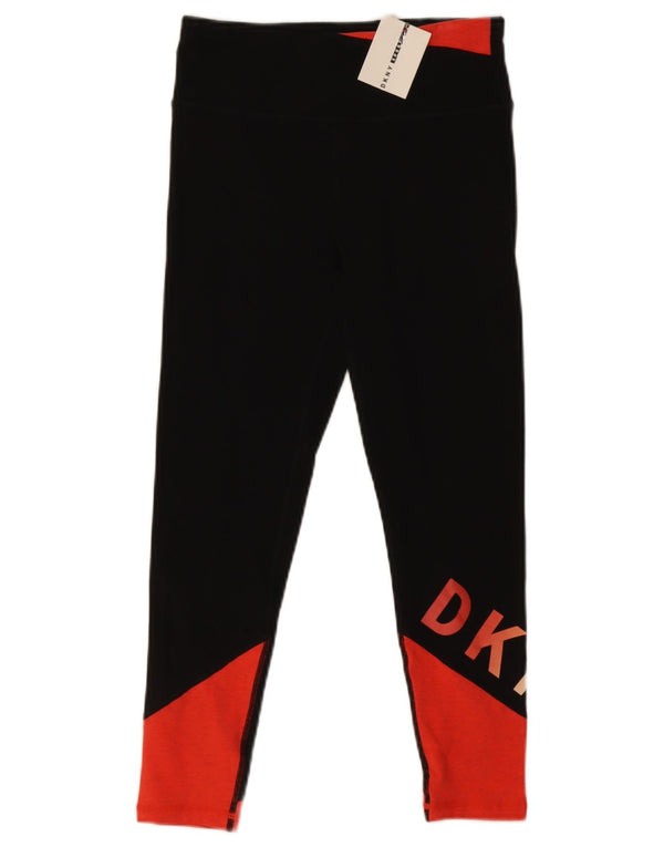 Dkny Womens Grafiske Leggings UK 8 Small Black Colourblock Bomuld