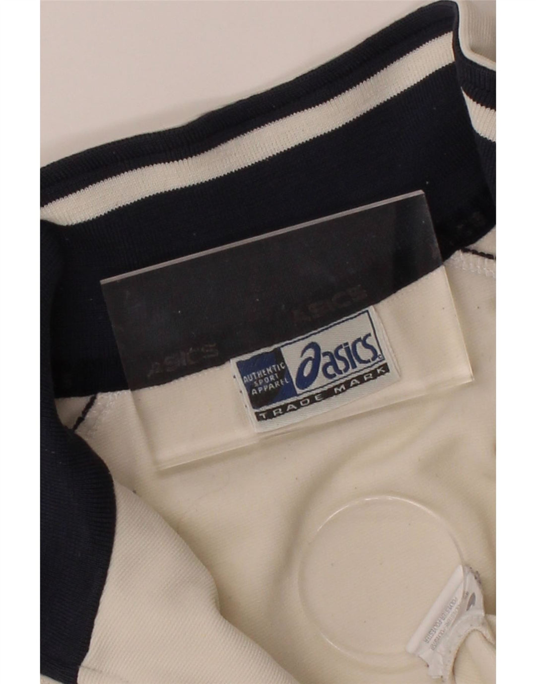 ASICS Womens Crop Tracksuit Top Jacket UK 14 Medium Off White Polyester Vintage Asics and Second-Hand Asics from Messina Hembry 