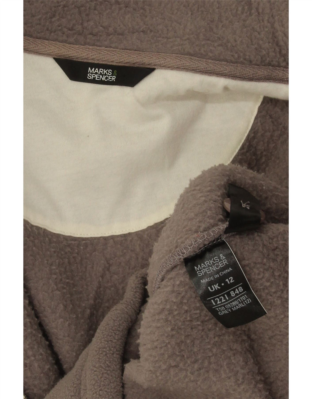 Marks & Spencer Dame Oversized Fleecejakke UK 12 Medium Grey Polyester