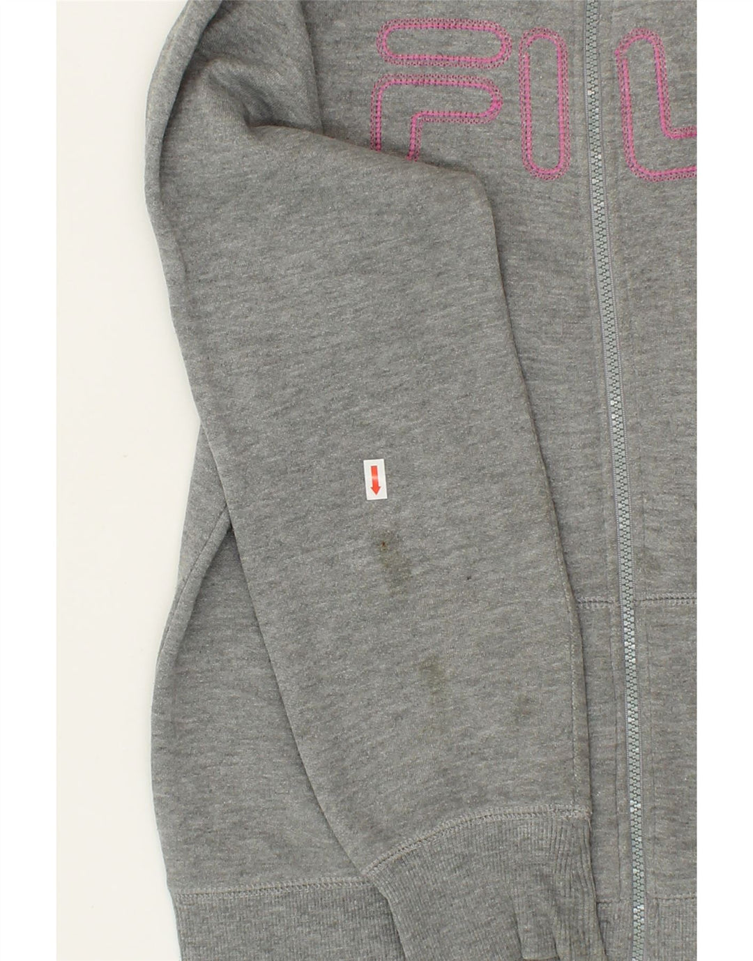 FILA Womens Graphic Zip Hoodie Sweater UK 14 Medium Grey Vintage Fila and Second-Hand Fila from Messina Hembry 