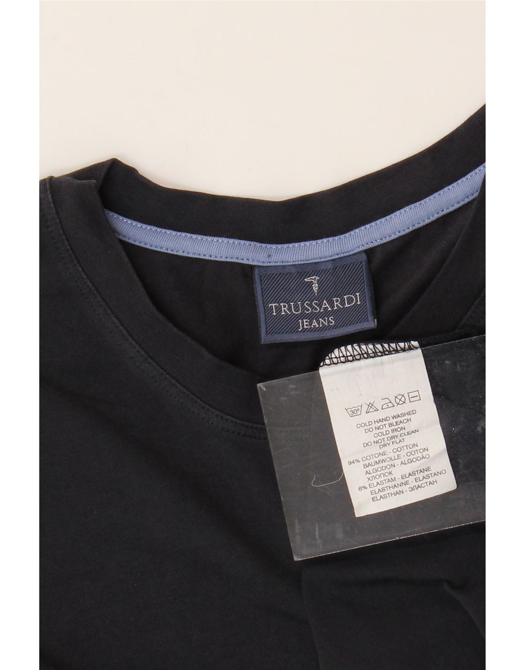 TRUSSARDI JEANS Herre T-shirt Top Medium Sort Bomuld