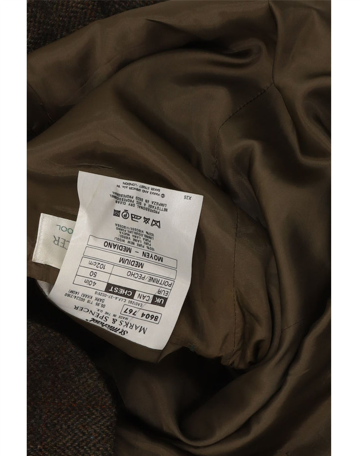 Marks & Spencer Herre 2 Button Blazer Jacket UK 40 Large Khaki Check