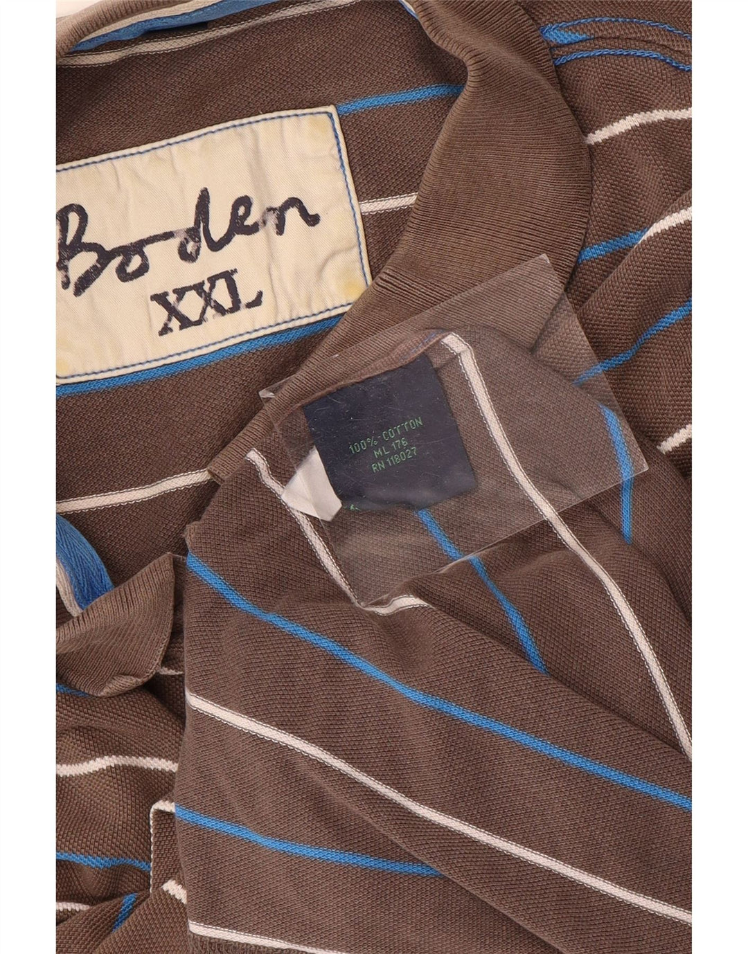 Boden Herre Polo Shirt 2XL Grå Stribet Bomuld