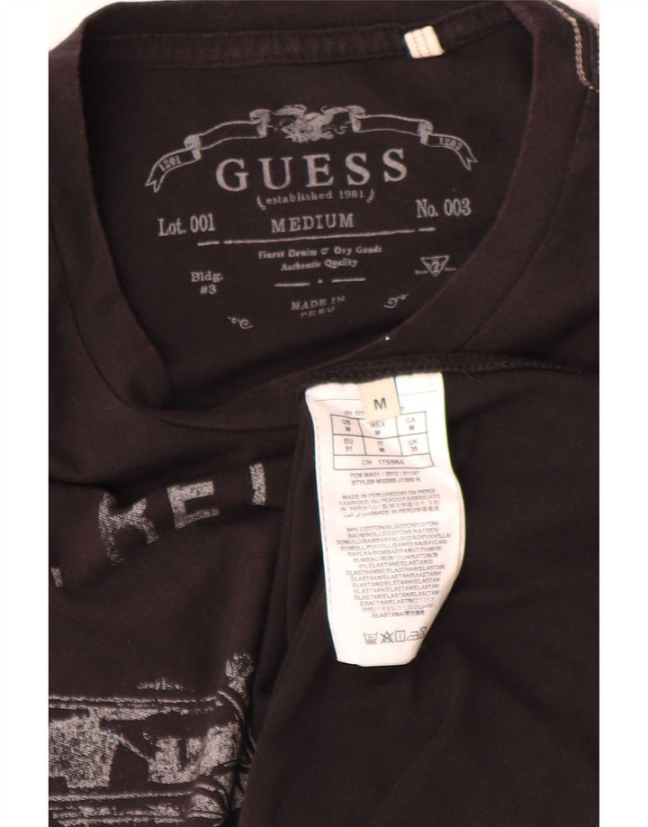 Guess Herre Regular Grafisk T-Shirt Top Medium Sort Bomuld