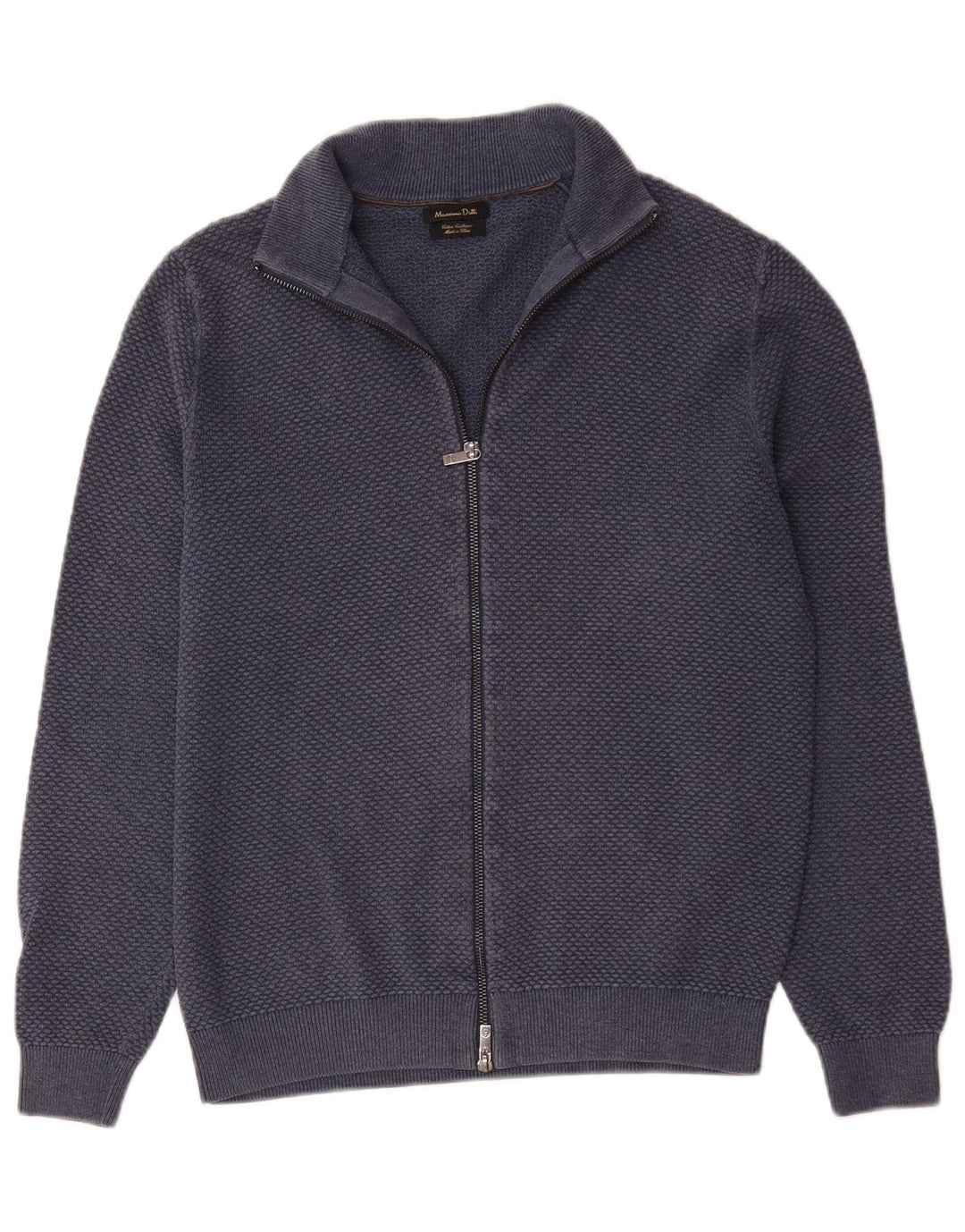 Massimo Dutti Herre cardigan sweater med fuld lynlås Lille marineblå bomuld