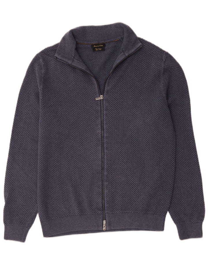 Massimo Dutti Herre cardigan sweater med fuld lynlås Lille marineblå bomuld