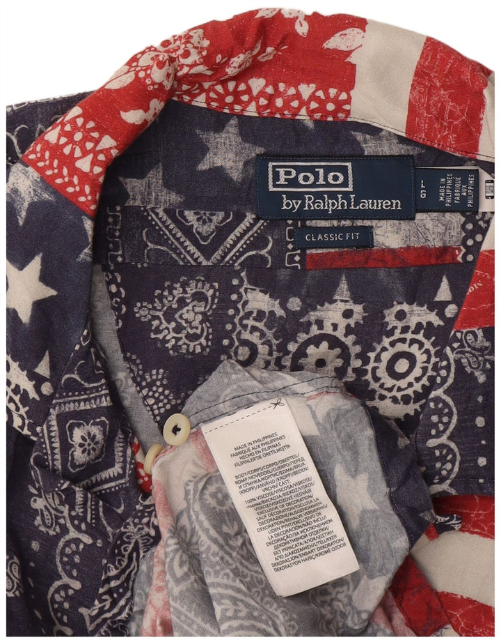 Polo Ralph Lauren Herre kortærmet skjorte Stor marineblå patchwork