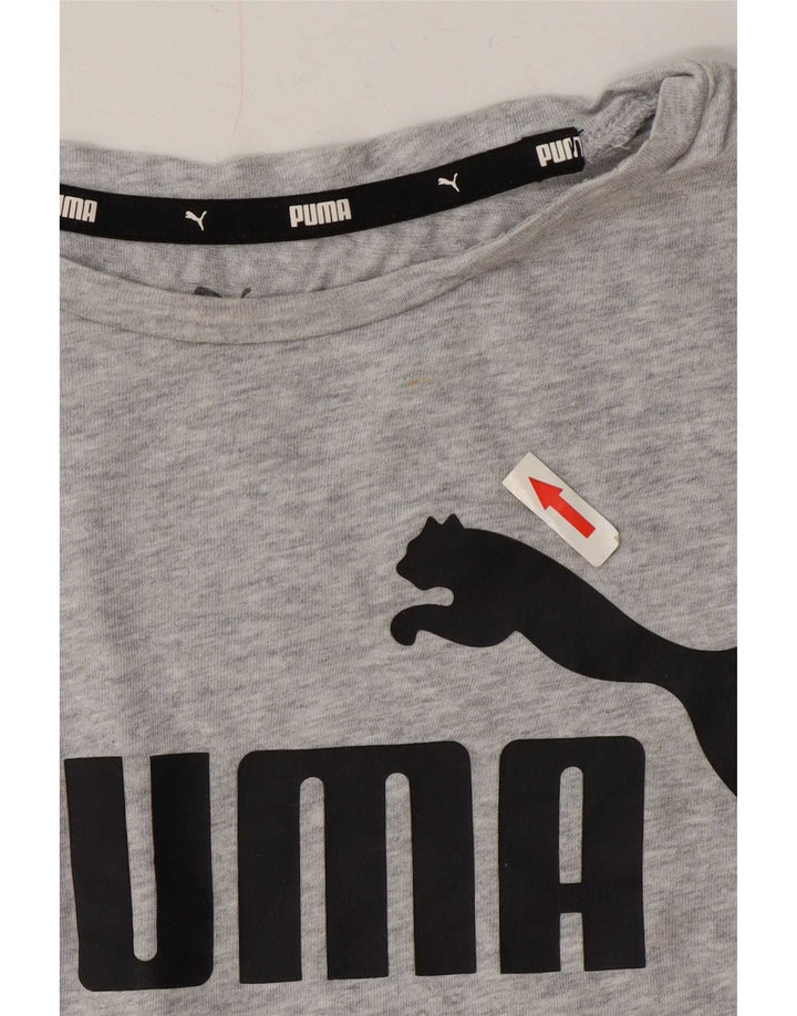 Puma grafisk t-shirt top til kvinder DK 14 mellemgrå flækket bomuld