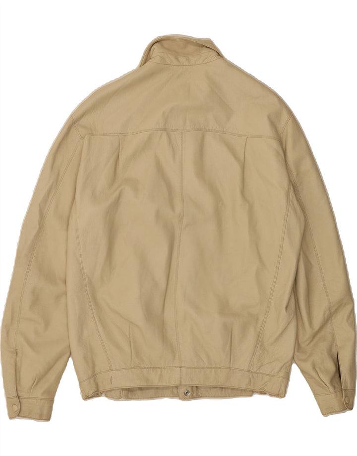 MARCOS Mens Leather Jacket UK 38 Medium Beige Leather Vintage Marcos and Second-Hand Marcos from Messina Hembry 