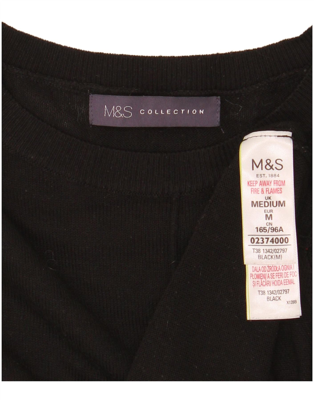Marks & Spencer Dame sweater med rund hals DK 14 Medium Sort