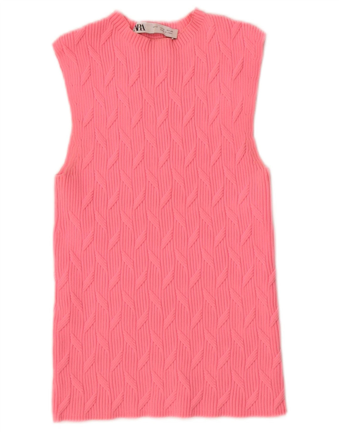 Zara Womens Crop Vest Tank Top UK 8 Small Pink Polyester