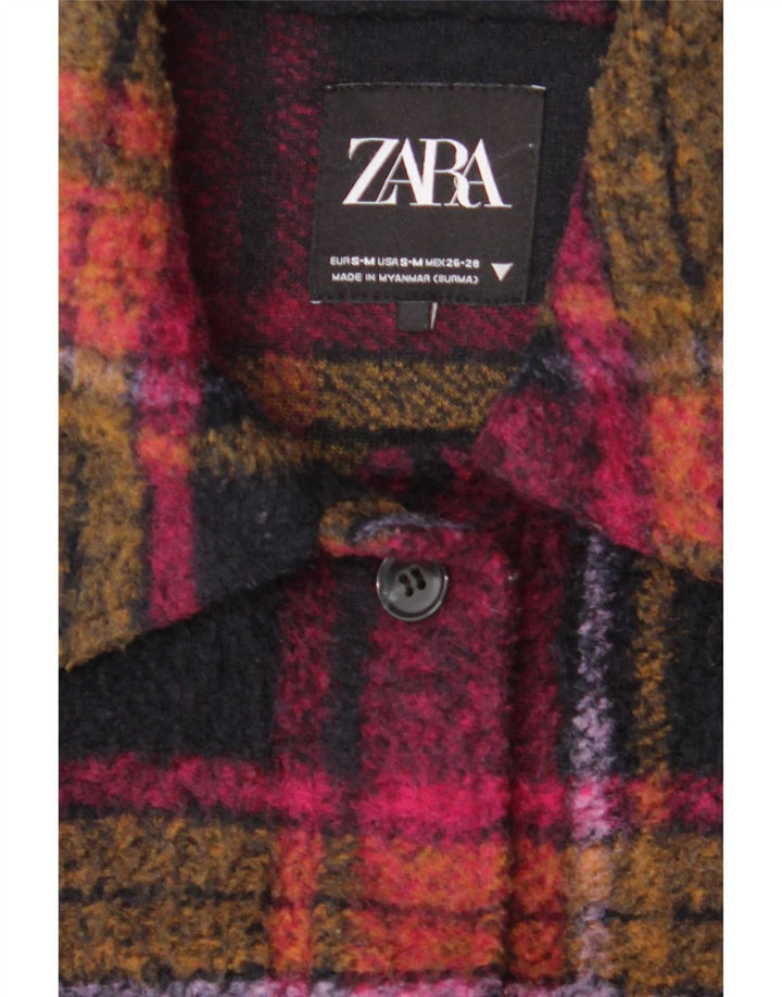 Zara Dame Oversized Shacket Jacket UK 14 Medium Multicolored Check