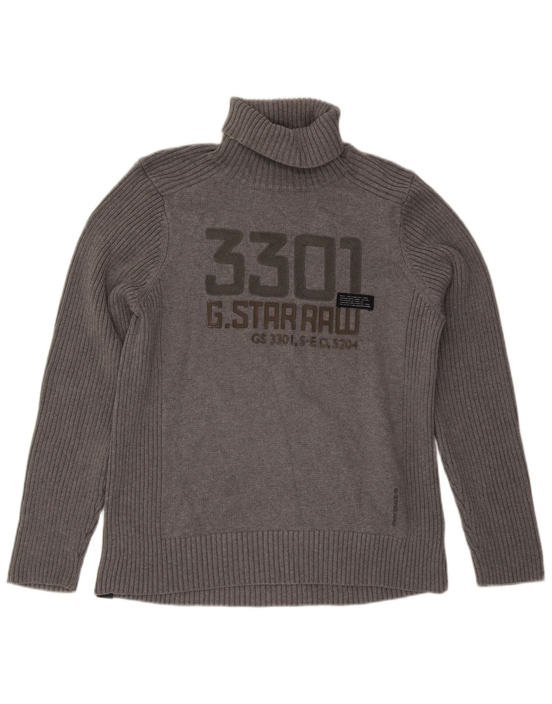 G-Star Herre grafisk rullehals sweater XL grå bomuld