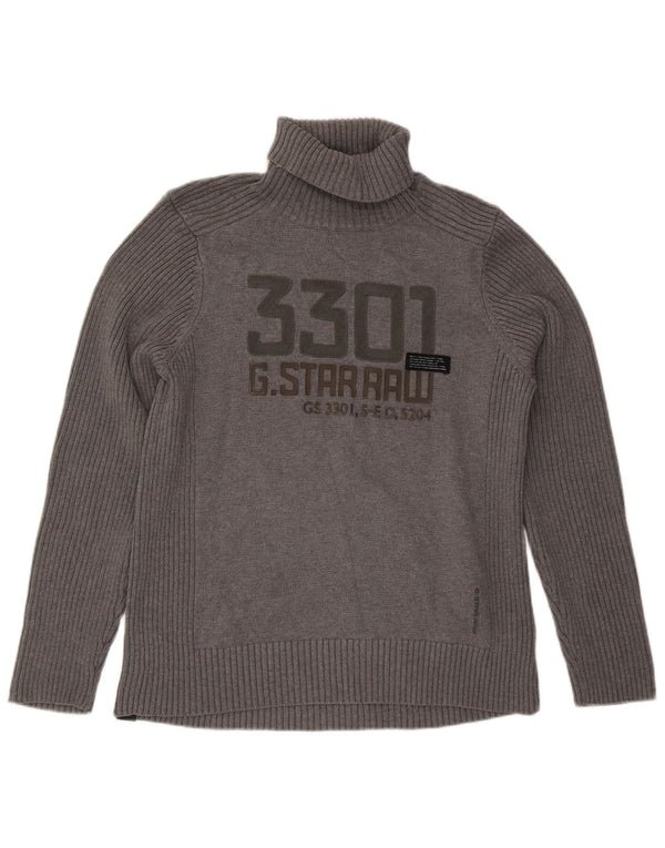 G-Star Herre grafisk rullehals sweater XL grå bomuld