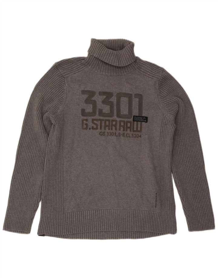 G-Star Herre grafisk rullehals sweater XL grå bomuld