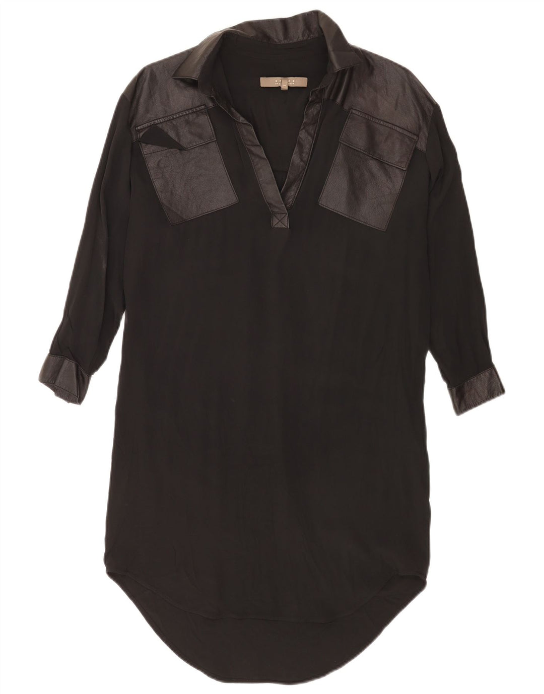 Vintage Kvinders Oversized Shift Dress UK 14 Medium Black Acetate