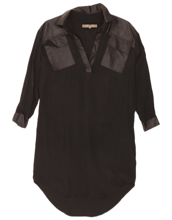 Vintage Kvinders Oversized Shift Dress UK 14 Medium Black Acetate