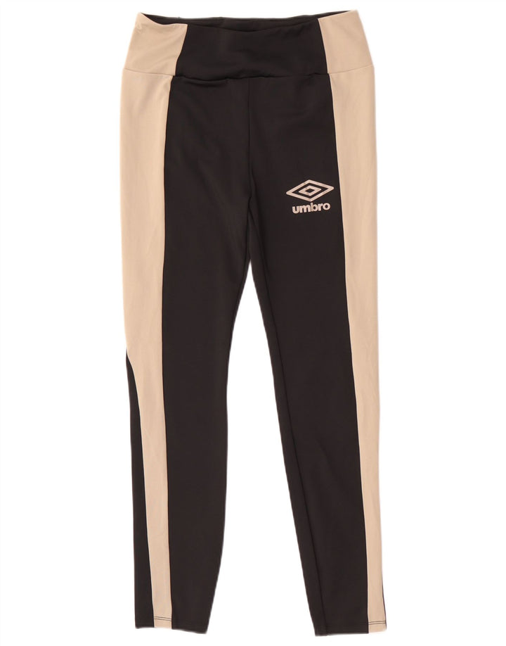 Umbro Womens Leggings UK 12 Medium Black Colourblock Polyester
