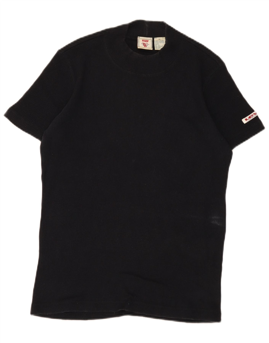 Levi's Dame T-Shirt Top UK 12 Medium Sort Bomuld
