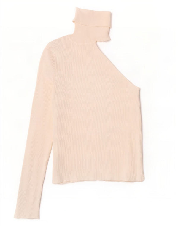 Zara langærmet langærmet top med én skulder UK 12 Medium White Viscose