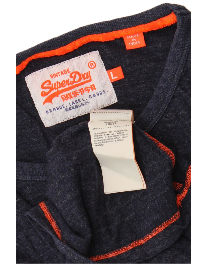 SUPERDRY Damevest Top UK 14 Stor Marineblå Bomuld