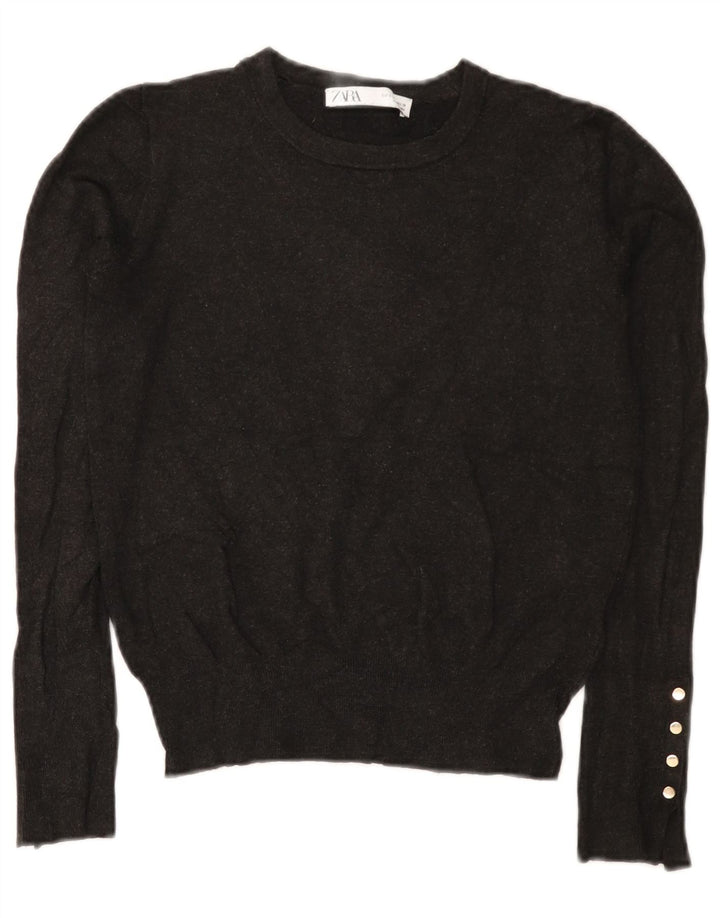 Zara Dame Boat Neck Jumper Sweater UK 10 Small Grey