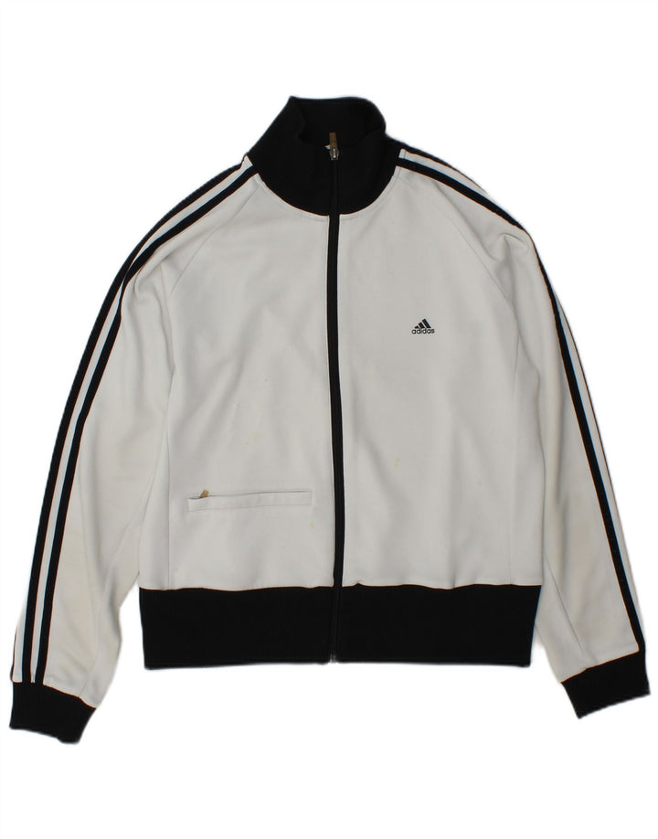Adidas træningsdragt topjakke til kvinder UK 18 XL Hvid Colourblock Polyester