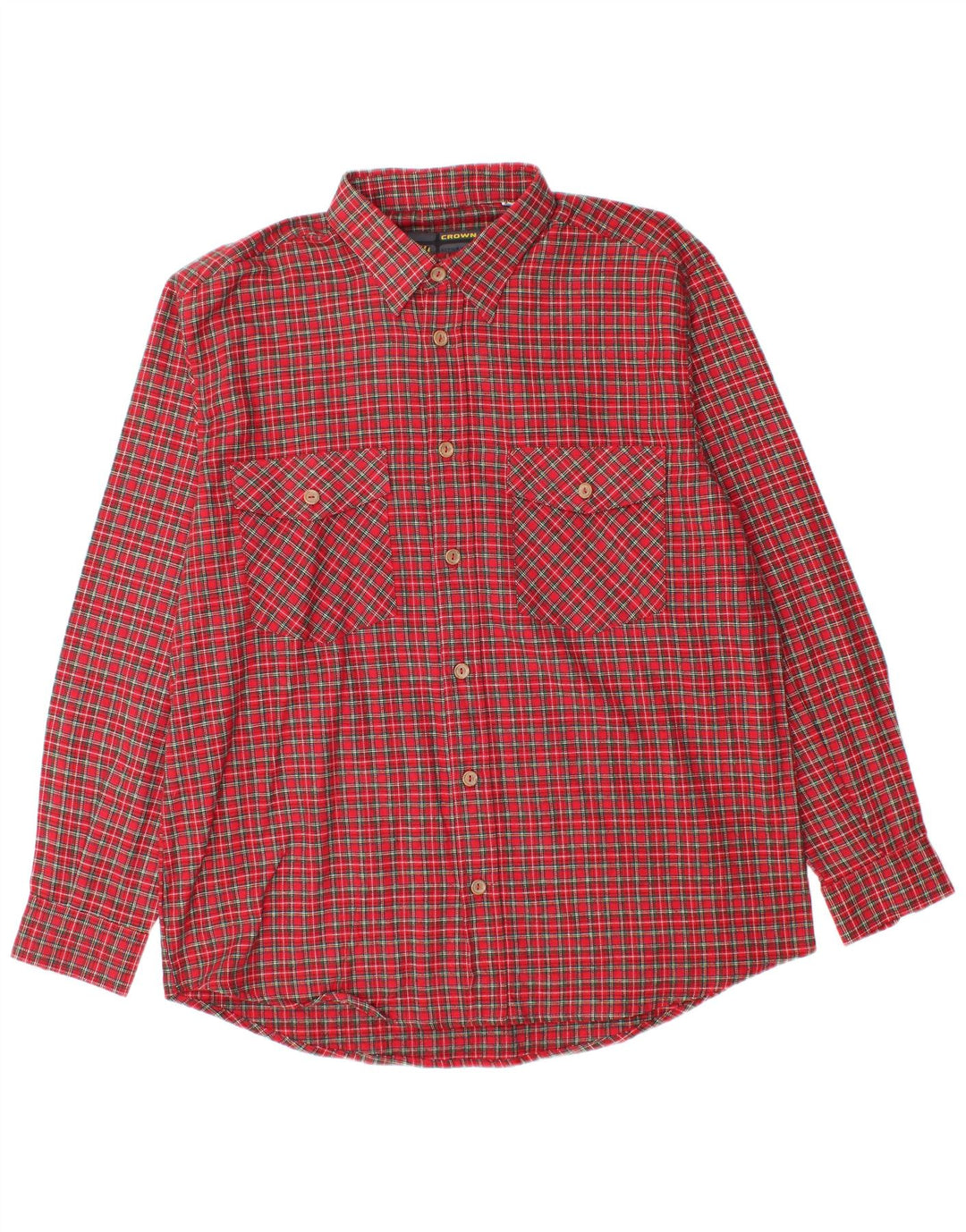Crown Herre flannel skjorte str. 43 Large rød ternet bomuld
