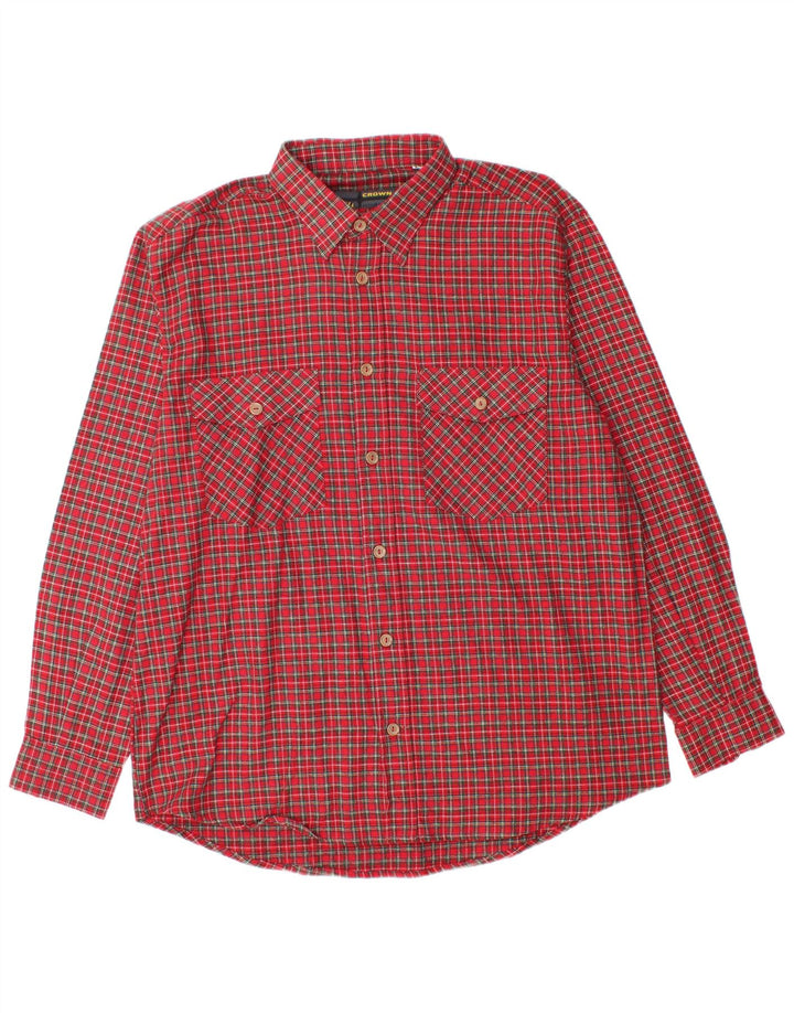 Crown Herre flannel skjorte str. 43 Large rød ternet bomuld