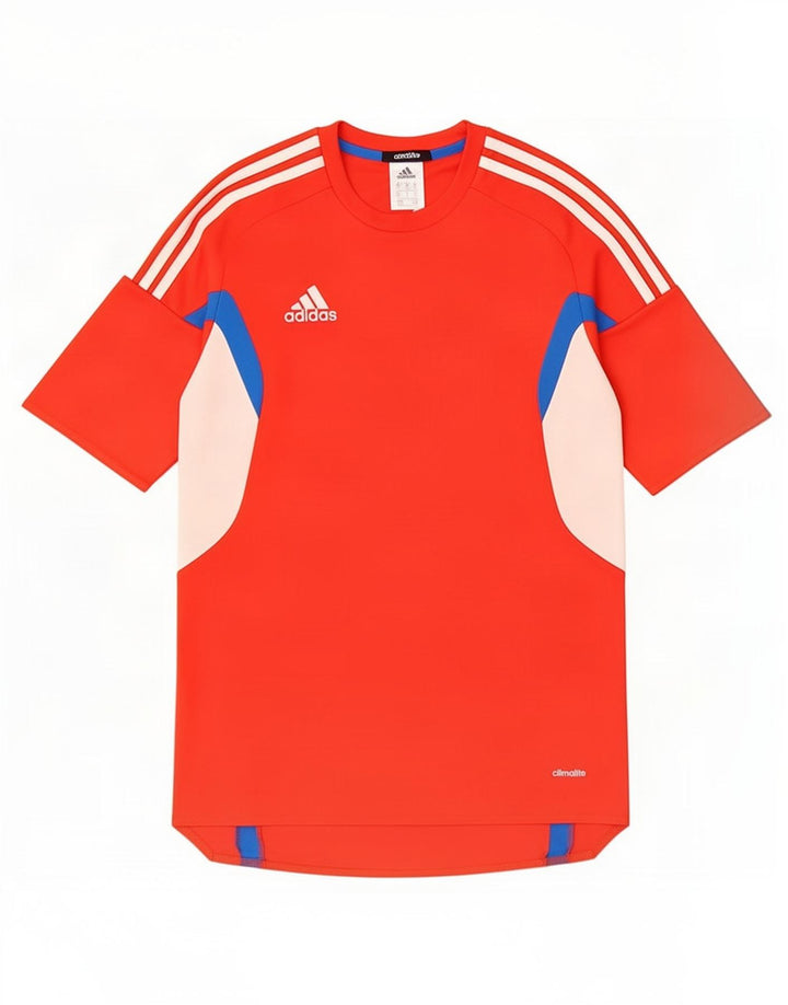 Adidas Herre Climalite T-Shirt Top Lille Rød Colourblock Polyester