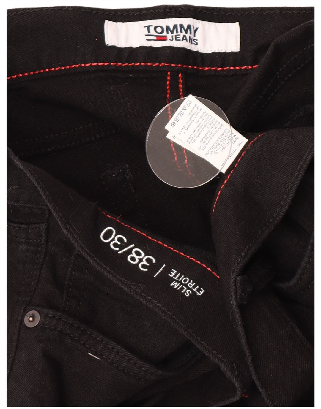Tommy Hilfiger Herre Slim Jeans W38 L30 Sort Bomuld