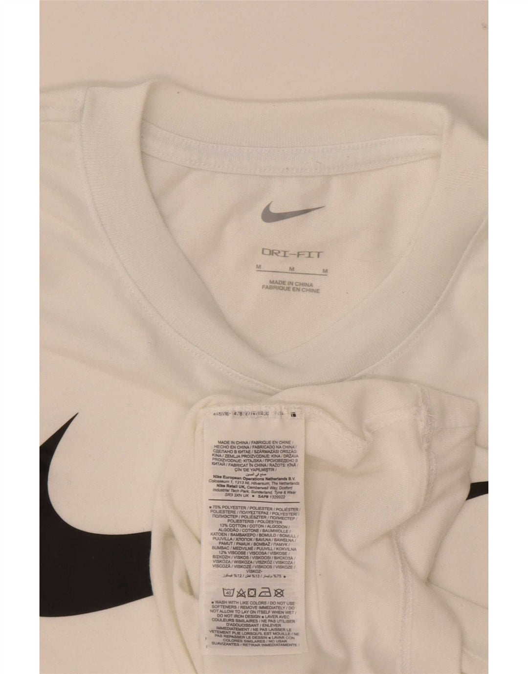 Nike Herre Dri Fit grafisk T-shirt Top Medium White Polyester
