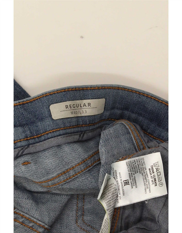 Marks & Spencer Herre Regular Fit Straight Jeans W40 L33 Blå Bomuld